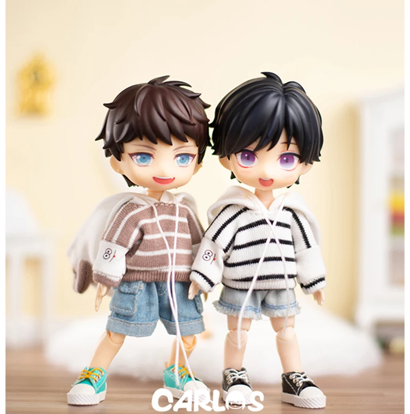 OB11 Doll Clothes Striped Hoodies Casual Long Sleeved Sweater For Molly UF 1/12BJD Doll GSC YMY P9 Body Tiger Coat With Cute Ear 2