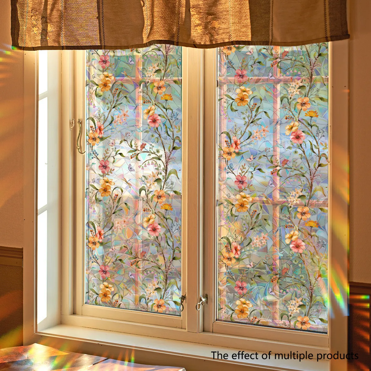 Colorful Flower Glass Window Stickers Electrostatic Stickers Sunlight Glass Film Home Wall Decoration