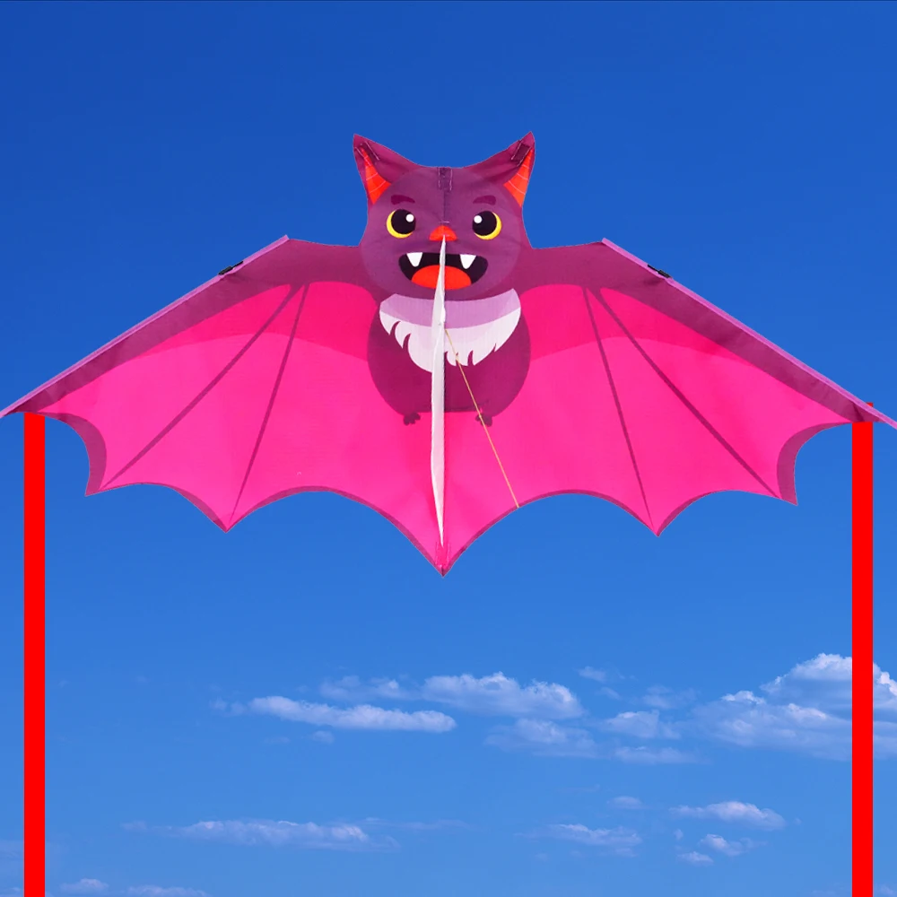 Easy To Fly Colored Bat Kite Long Tail Good Flying Children's Kite Ripstop Kids Gift Plastic Flying Toy Outdoor Sports