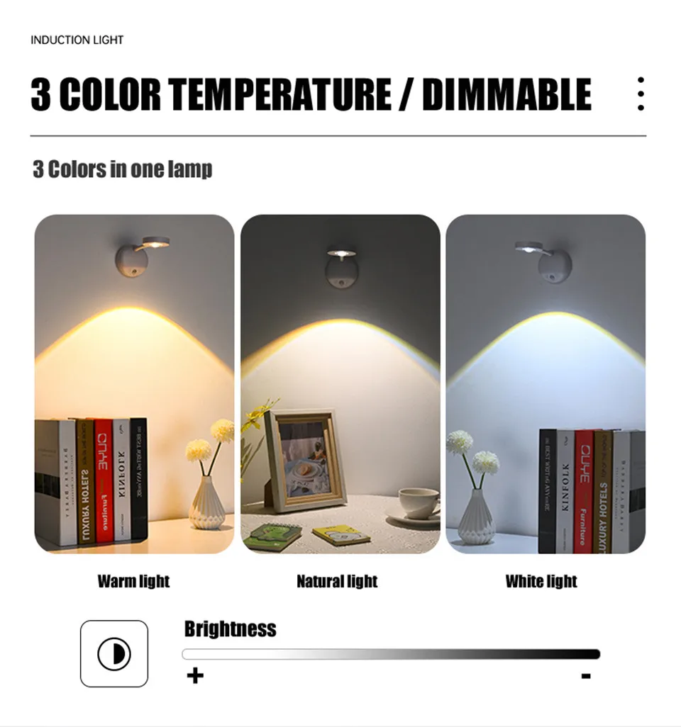 Description Picture 4 of itemRemote LED Wall Lamp Motion Sensor Light 3 Color USB Rechargeable Night Light Wireless Photo Wall Painting Lighting