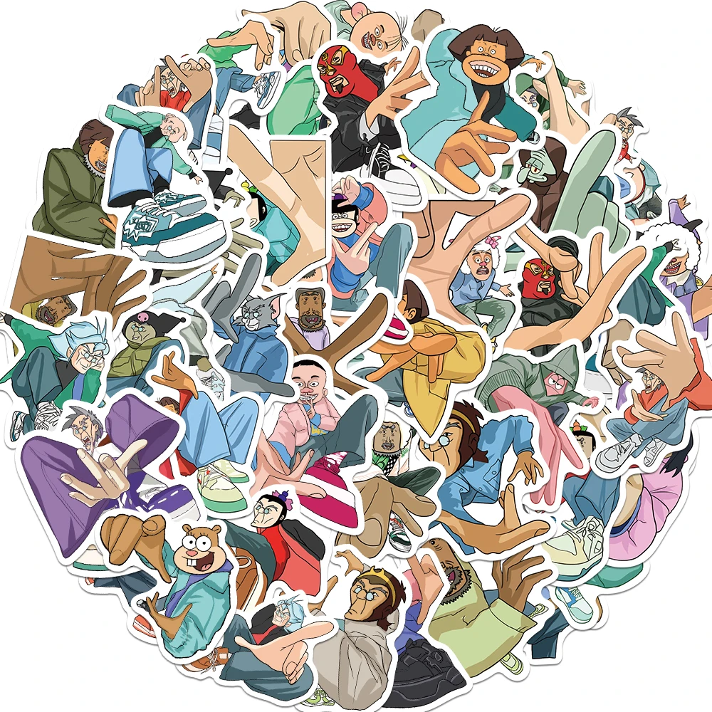 

50Pcs Cartoon Animation Funny Posture Sticker DIY Phone Skateboard Notebook Luggage Fridge Water Cup Bike PVC Car Sticker Toys