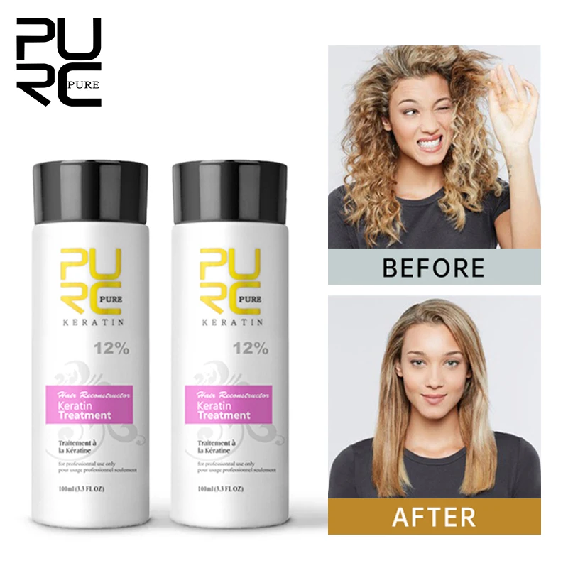 

PURC 100ML Brazilian Keratin Hair Treatment Products Professional Straightening Smoothing Repair Damaged Curly Frizzy Hair Care