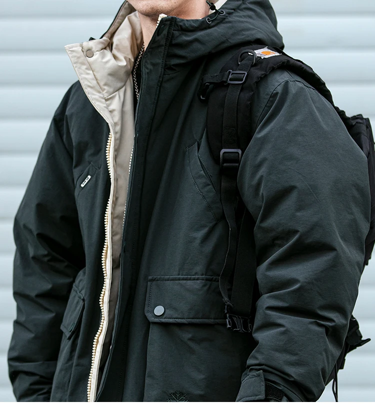 Winter Outdoor Hooded Cargo Down Jacket construction details