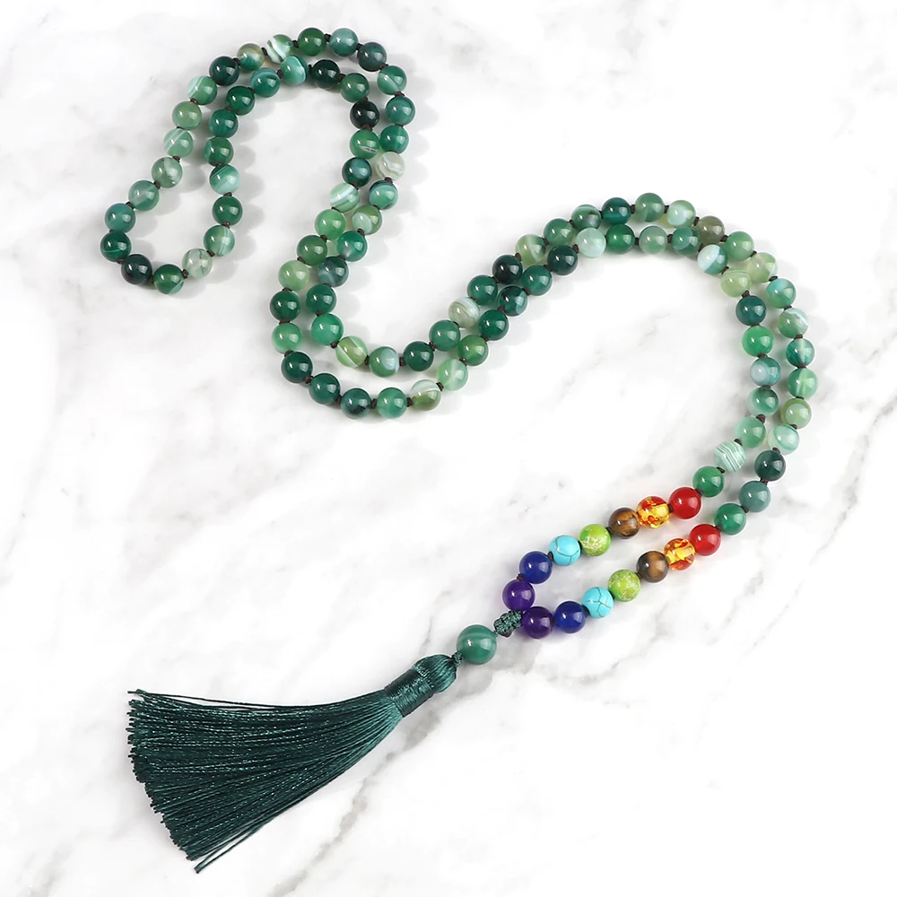 Genuine Gemstone Chakra Necklaces for Men, Yoga, Reiki, Mala Necklaces