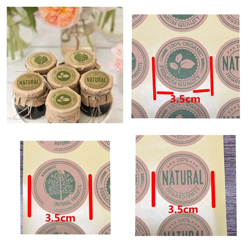 Natural Organic Product Seal Sticker Tags Thank You Gift Packing Label Sealing Stickers Wedding Party Birthday Baking Decoration