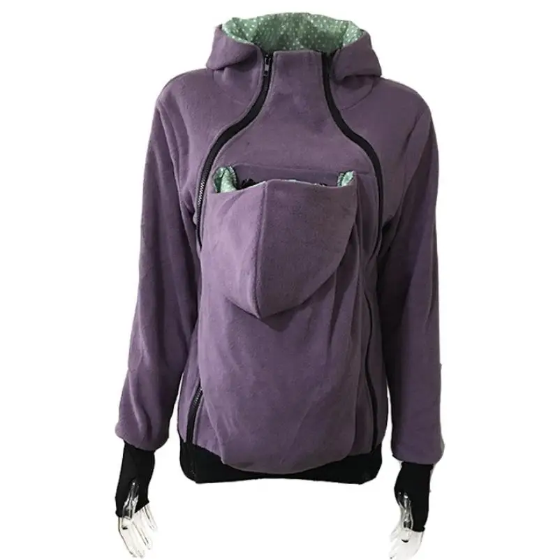 2022 New Autumn Winter 3-in-1 Detachable Baby Sleeping Bag Multifunctional Kangaroo Mom Hooded Sweater Jacket Women's 5