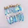 5 Pieces Aqua Blue Angel Aura Quartz Point Pendant with Silver Plated, Gold Electroplated Healing Crystal Gemstone Charm Jewelry 1