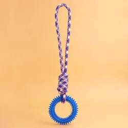 Interactive Spiked Pet Toy for Dental Health and Training (Blue)