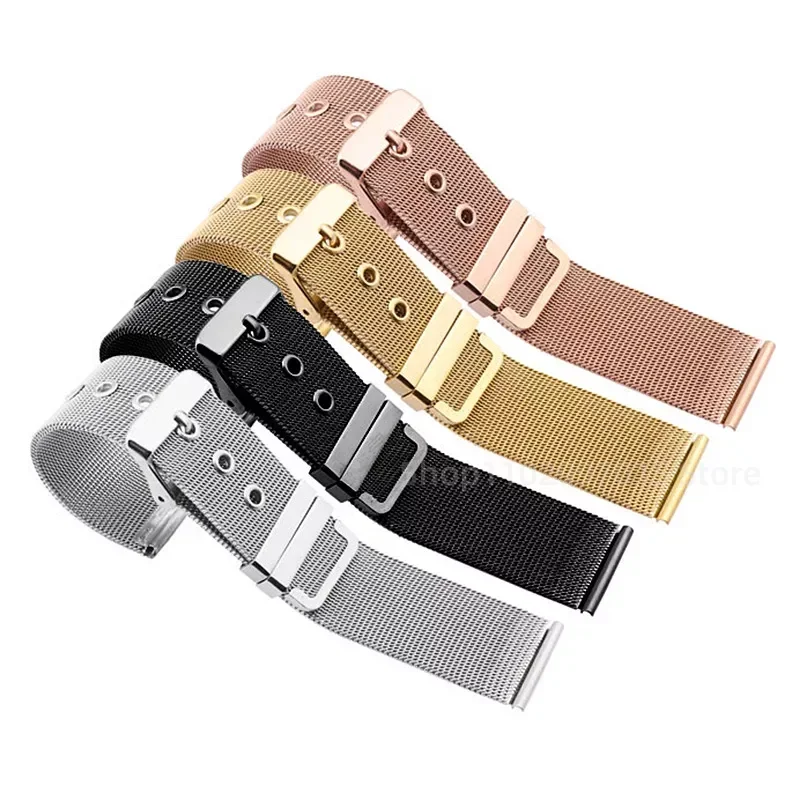 Premium Mesh Milanese Stainless Steel Watch Band with Pin Buckle - Adjustable 0.4mm Strap
