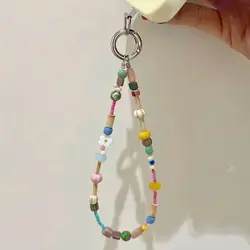 Vibrant Floral Beaded Phone Charm Strap with 3D Cartoon Pendant - Other (Phone Charm Strap)