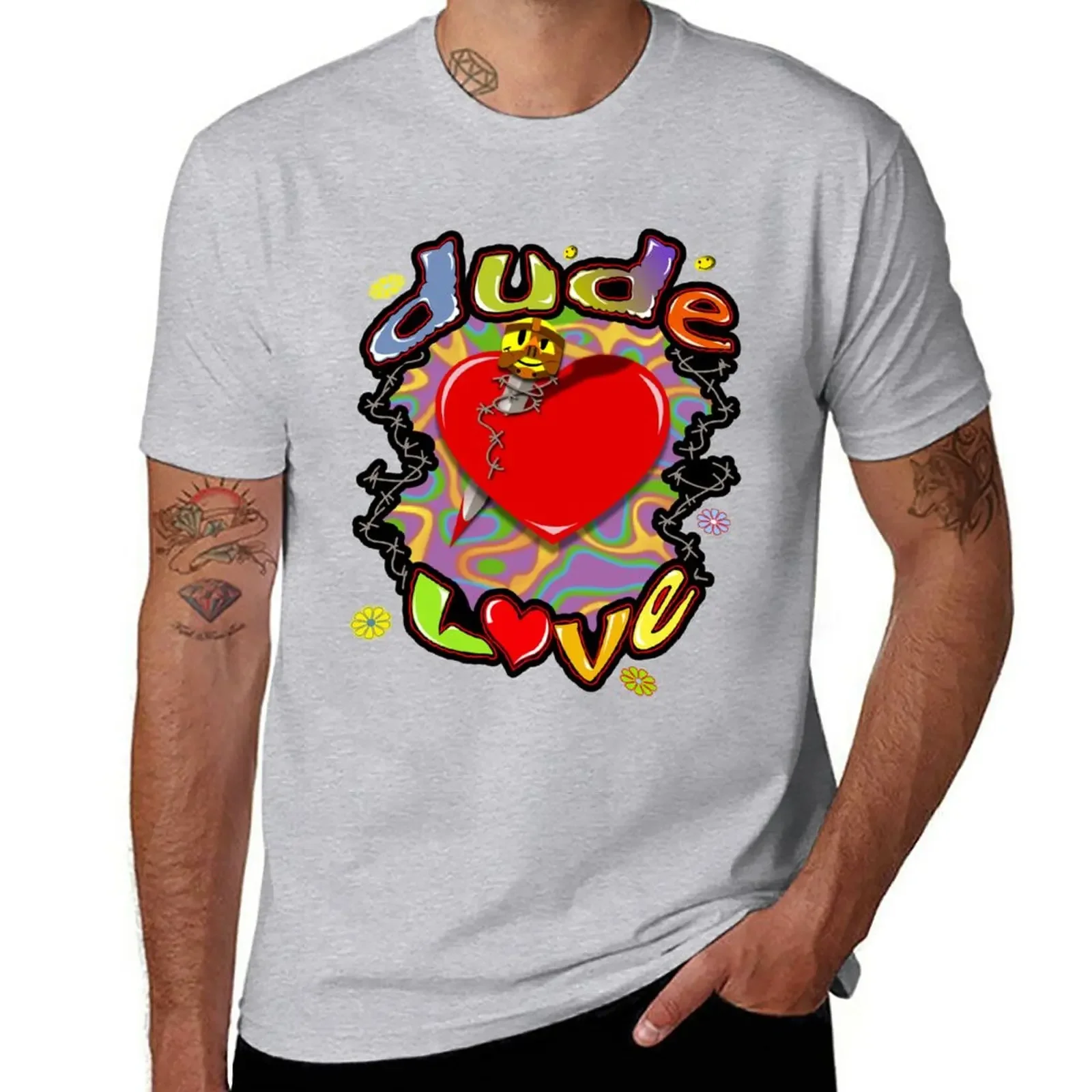 T-Shirt Da Wrestling Dude Love New Edition T-Shirt Da Uomo In Cotone Oversize Con Stampa Animalier Per Ragazzi