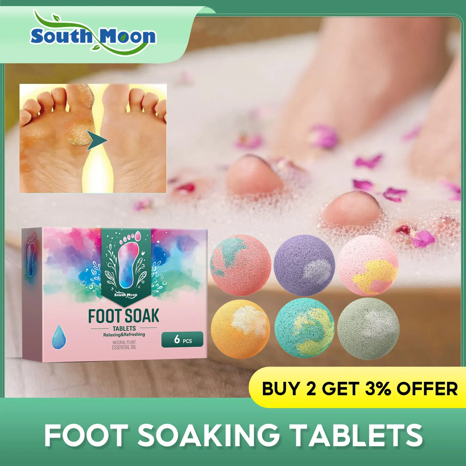 Anti Fungal Foot Soak Improve Cracking Remove Odor Eliminate Swelling Pain Relief Fatigued Detox Feet Bath Effervescent Tablets