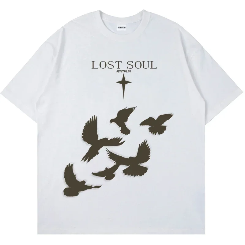 Hip Hop Streetwear T Shirt Men Lost Soul Shadow Graphic T-Shirt Harajuku Cotton Loose Tshirt Short Sleeve Tops Tees Hipster