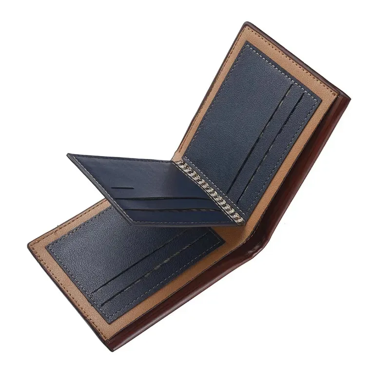 Men's Short Fashion PU Leather Wallet Solid Color Multifunctional Wallet Soft Leather Credit Card Clip