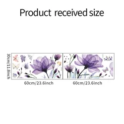Romantic Purple Floral Butterfly Wall Stickers (Black)