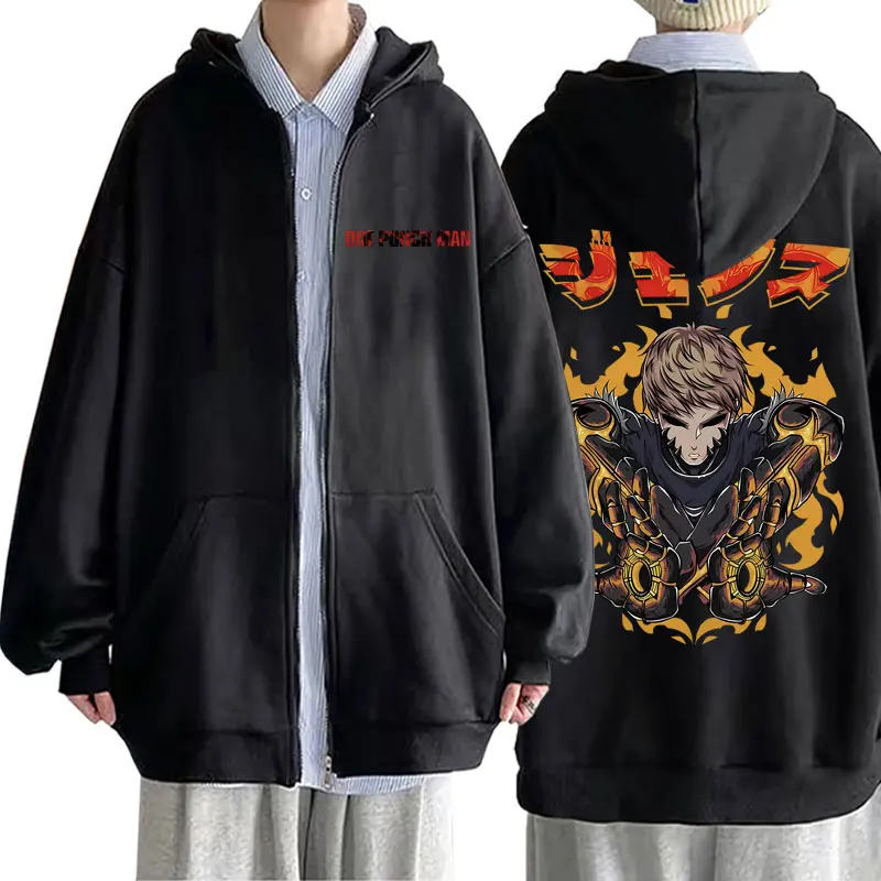 

Anime ONE PUNCH MAN Genos Zipper Hoodie Funny Men Women Fashion Casual Zip Up Jacket Unisex Manga Fleece Cotton Sweatshirt Coat