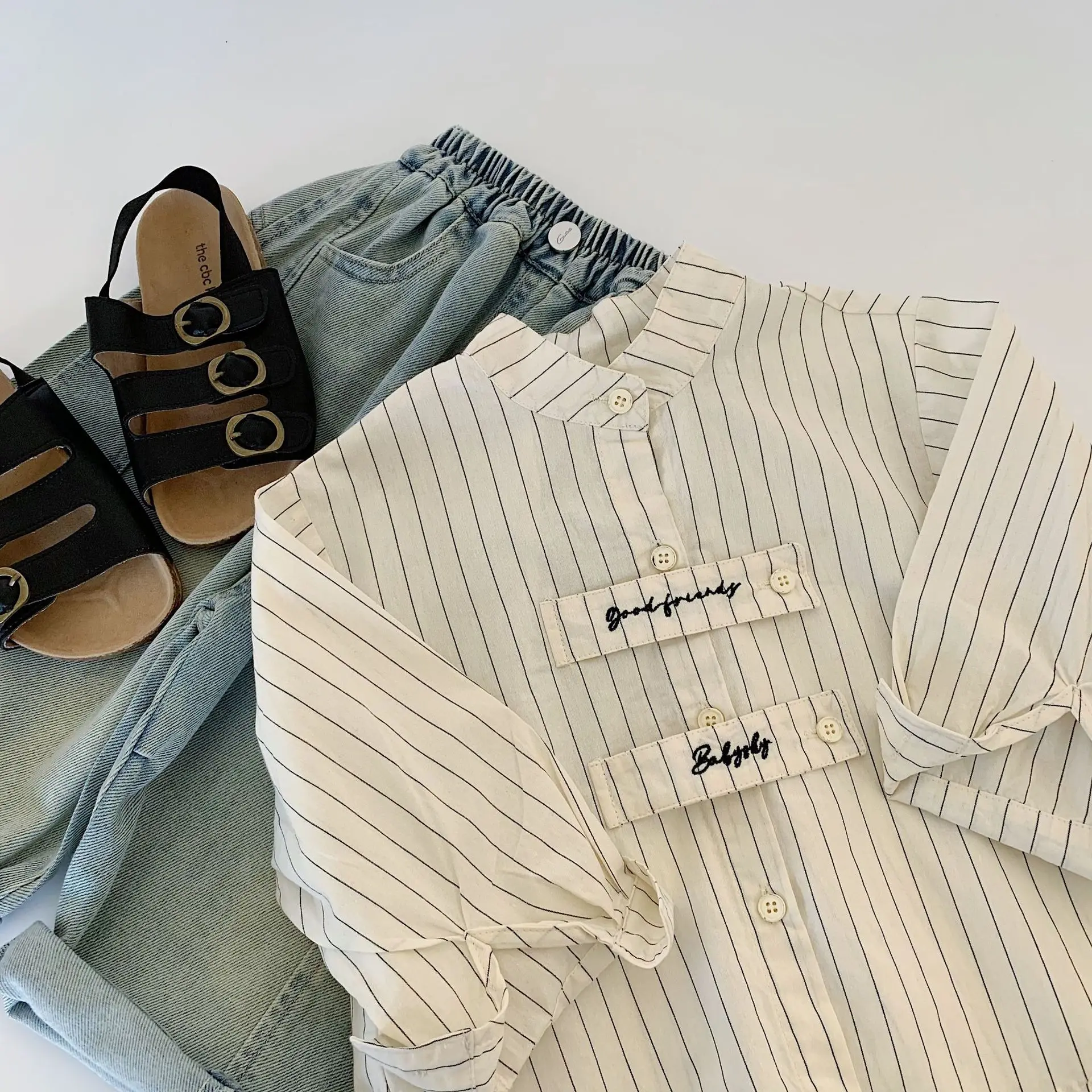 Children Clothes Kids Long Sleeve Shirt Spring Boys Casual Embroidered Striped Shirt Korean Style All Match Kids Top Trend