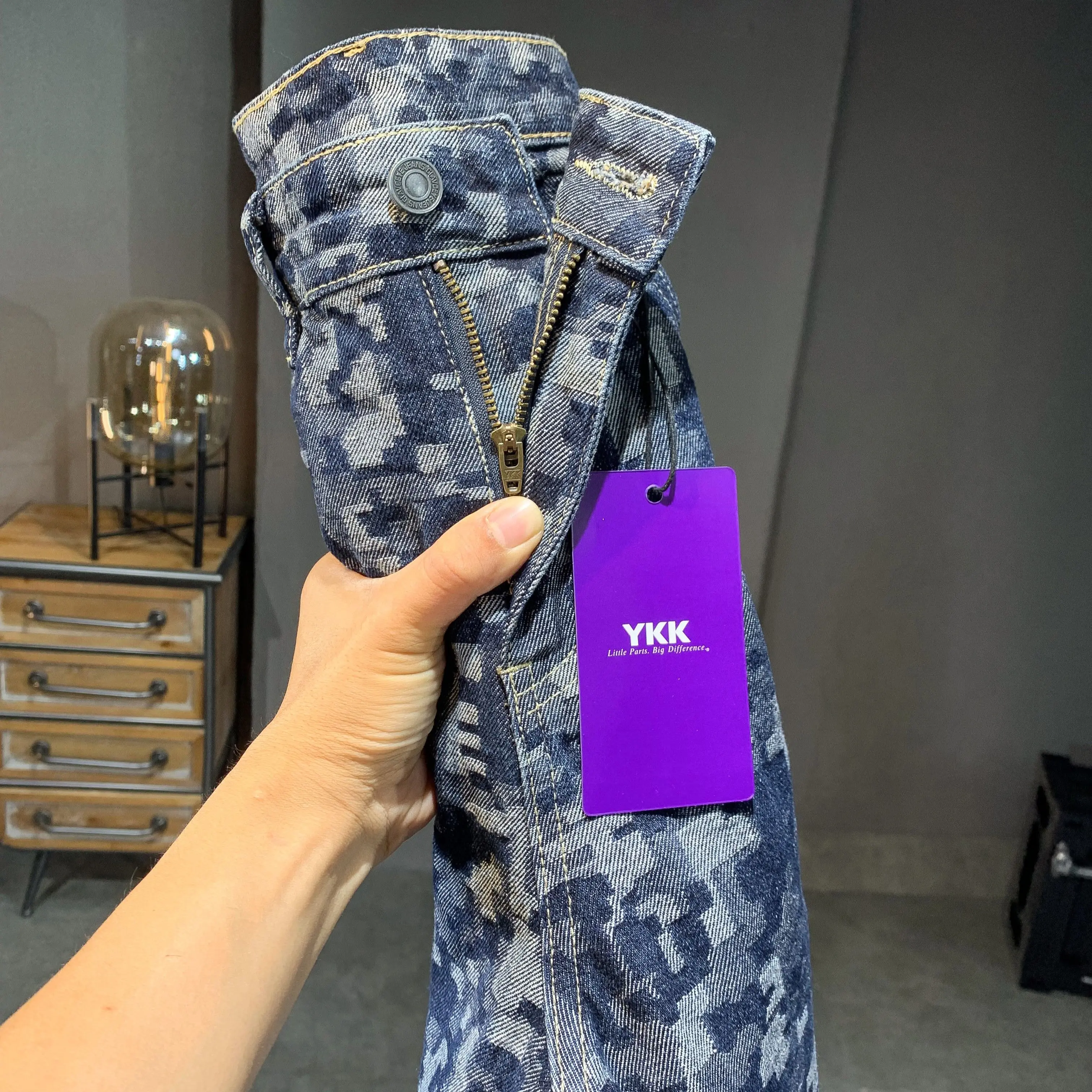 Popular Design Men's Y2k Jeans Mid Weight Graphic Printed Baggy Pants Male's Straight Trousers 5