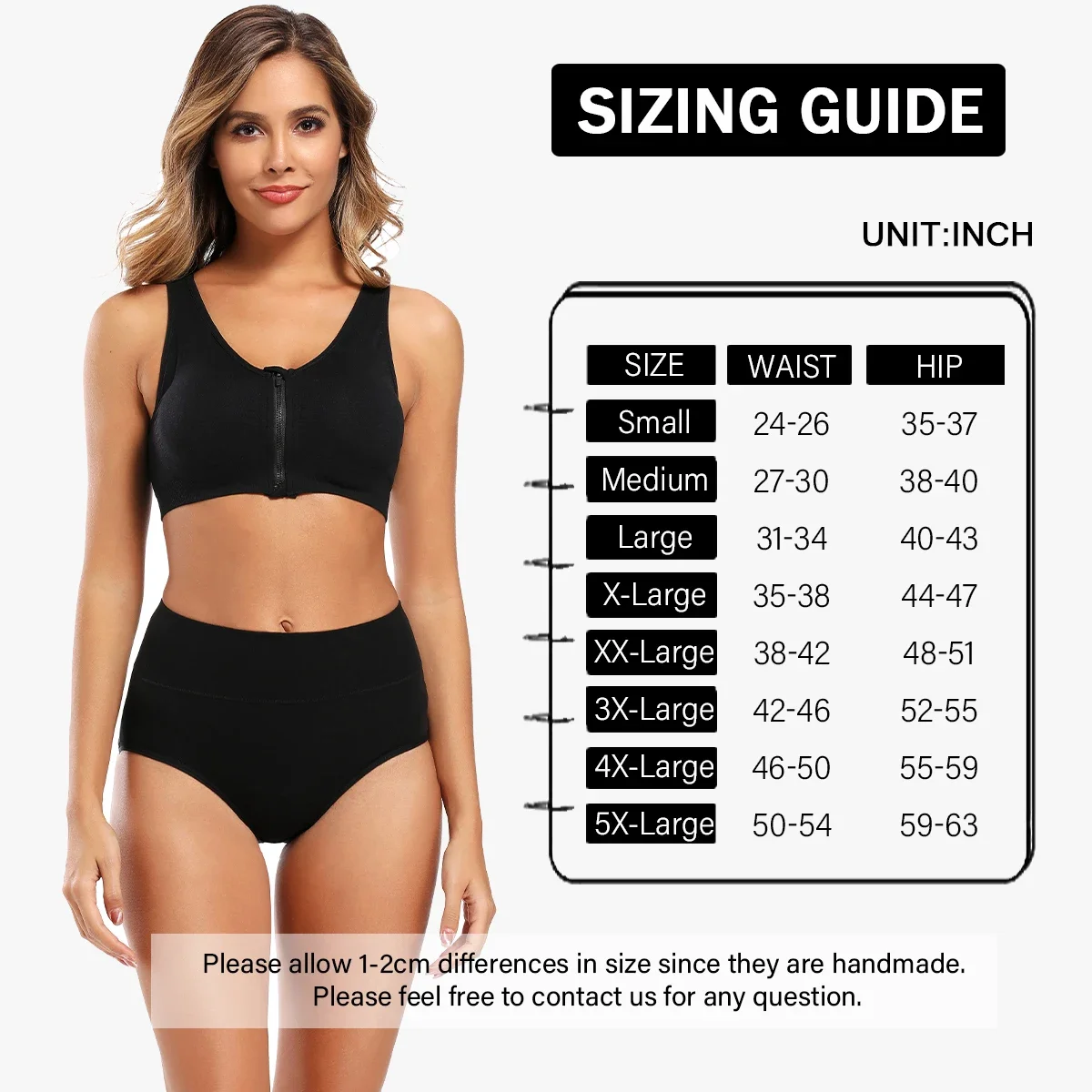 POKARLA 5pcs Women's Soft Cotton Underwear Briefs High Waisted Postpartum Panties Ladies Full Coverage Underpants Black 5X-Large