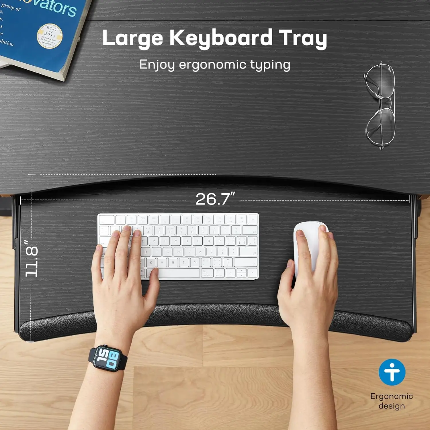 HUANUO 48" x 26" Electric Standing Desk with 2 Drawers & 26.7" Large Keyboard Tray