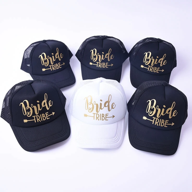 

Bride Tribe Mesh Letter Printing Wedding Party Trucker Cap Men Summer Sun Protection Women Adjustable Baseball Cap Dad Hat