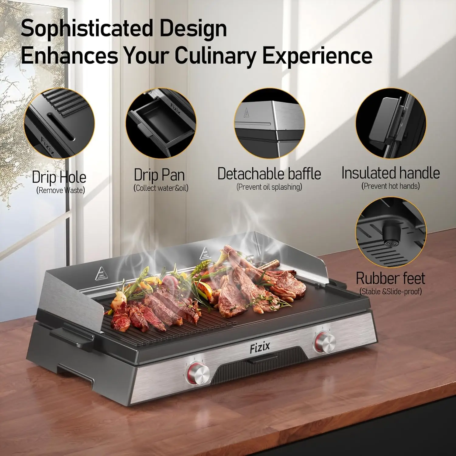 1600W,Electric Griddle for Indoor and Outdoor,Adjustable Temperature Controls,Griddle Pan Electric for Pancakes,Skillets,110V La 5