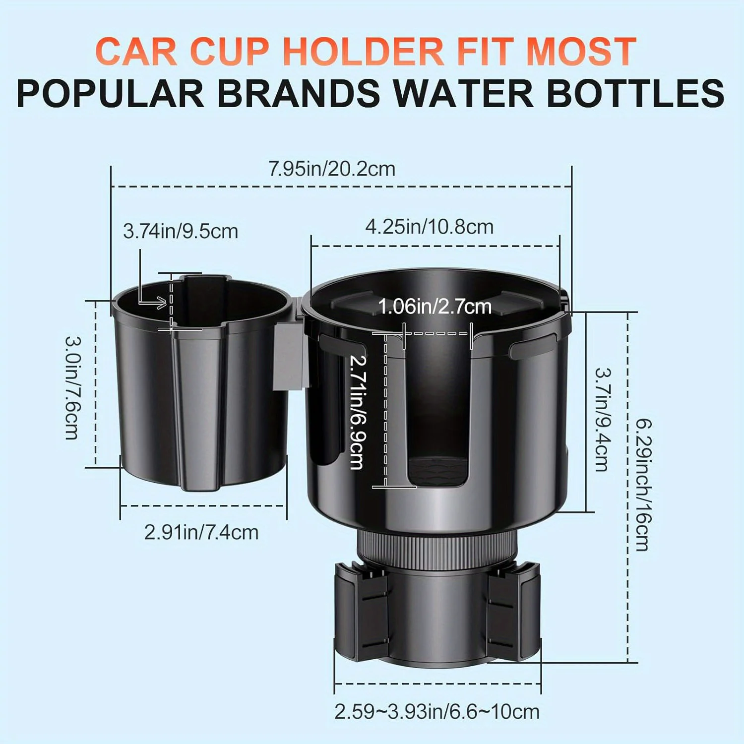 오프셋 어댑터가 포함된 2-in-1 차량용 컵 홀더 확장기 - 조절 가능한 휴대폰 홀더 베이스, 대형 병에 적합한 범용 사이즈(2.24.2 - 스노우맨)