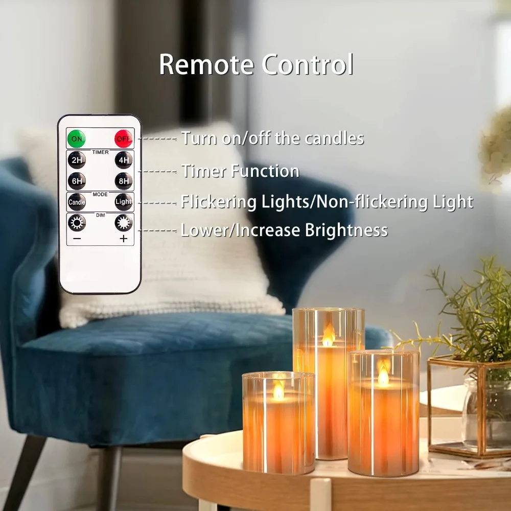 LED Acrylic Candle Set – Remote Control Timers for Christmas & Weddings 3