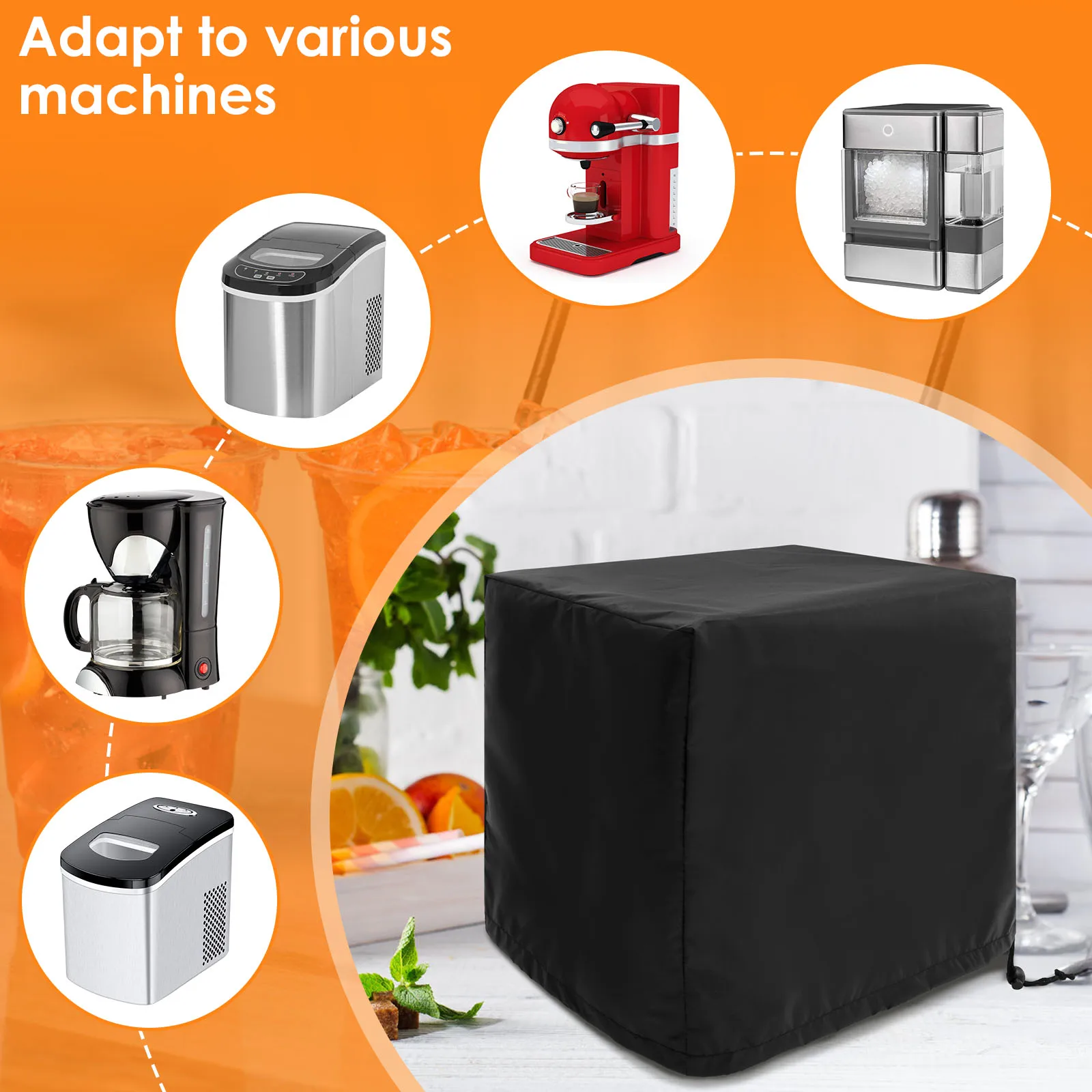 QYEW Coperture per elettrodomestici da cucina con tasche | Copertura antipolvere impermeabile per friggitrice ad aria resistente in nylon resistente Custodia protettiva quadrata in nylon, adatta