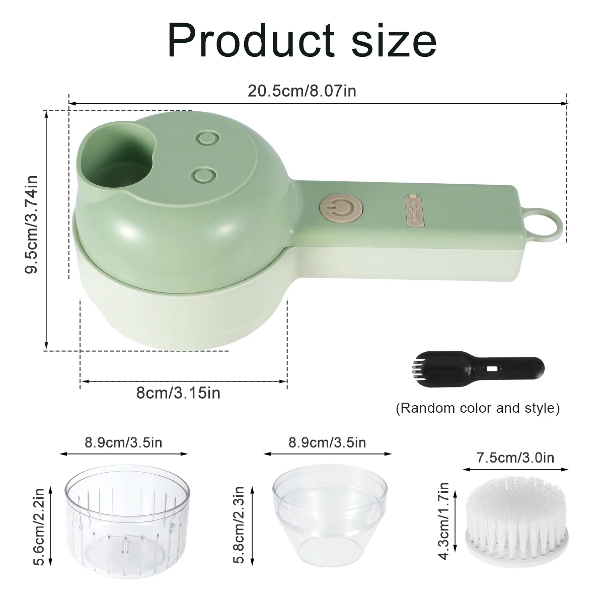 Lishuaiier 4in1 Food Processor Electric Vegetable Chopper, Garlic Slicer,  Multifunctional Electric Masher Meat Grinder 