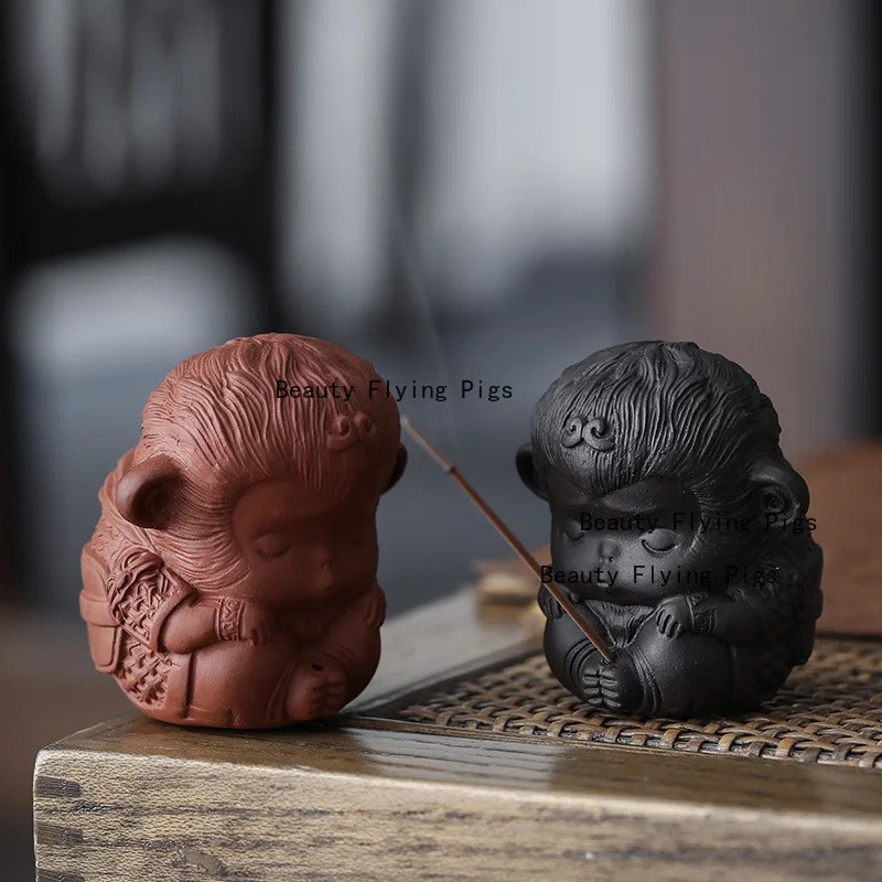 Purple Clay Little Spirit Monkey Zen Tea Pet Creative Handmade Sun Wukong Fragrance Insertion Feng Shui Ornament