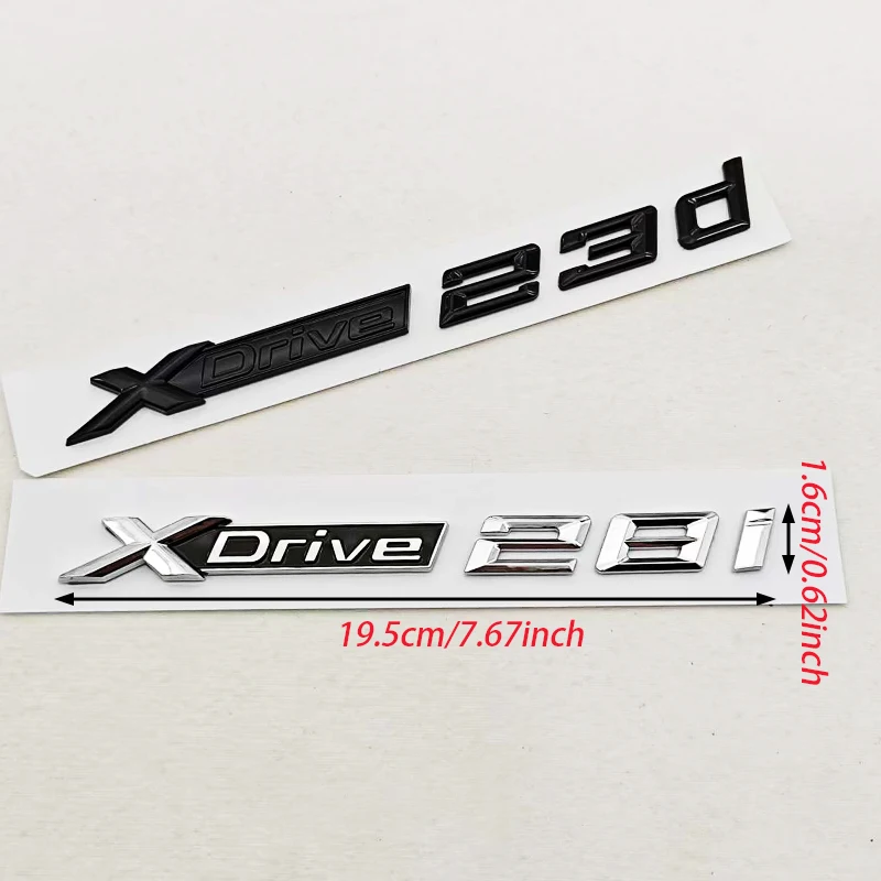 3D ABS 자동차 레터 로고 XDrive 23d 28i 리어 트렁크 배지 펜더 사이드 엠블럼 스티커 X1 X3 E84 F48 F25 G01 E83 액세서리용