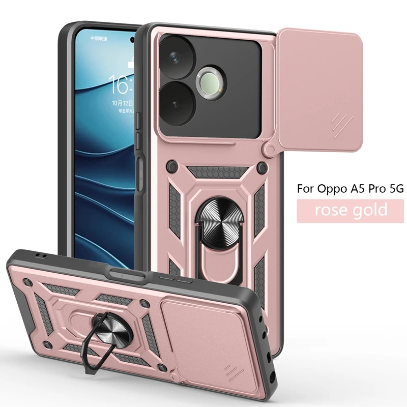 Shockproof Protective Armor Case with Camera Lens Protection and Magnetic Holder Ring
