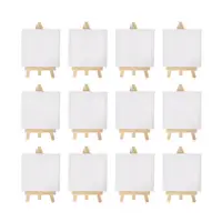 12pcs Artists 5 inch Mini Easel +3 inchx3 inch Mini Canvas Set Painting Kids Craft DIY Drawing Small Table Easel for School