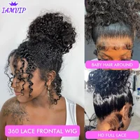 250 densité HD Invisi sangle 360 pleine dentelle frontale crépus bouclés perruque 30 pouces noir cheveux humains cordon confortable eau perruque sans colle 2