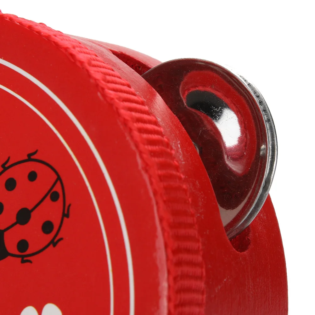 10cm Wooden Tambourine Drum Bell Manual Color Random Musical Instrument Percussion Teaching Aids Lightweight for Kids Party Game