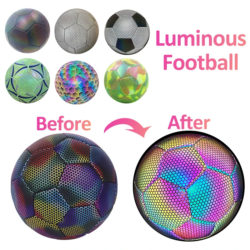 Luminous Glowing Soccer Ball Size 5 Night Glowing Soccer Holographic