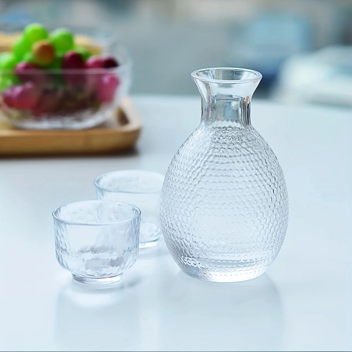 5pcs Japanese hammer glass sake bottle set