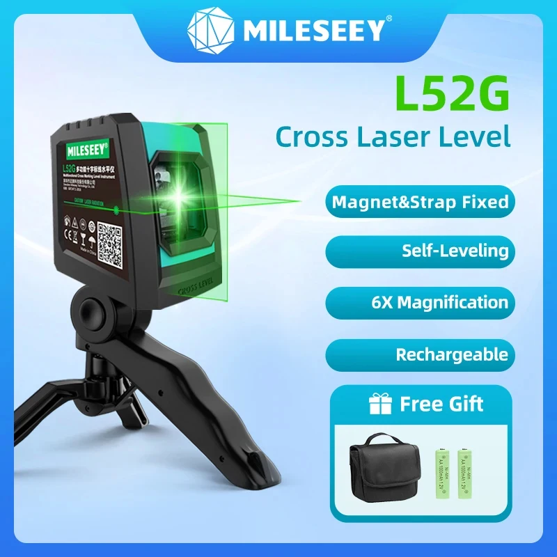 Mileseey Laser Level 2/5/12 Lines 3D Red/Green Rechargeable Gauge Self-Leveling Vertical Cross Leveling With Tripod For Home laser level,level gauge,laser level tripod