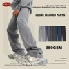 ZODF Retro 2024 Men Autumn Washed 380gsm Cotton Pants Unisex High Street Basic Oversized Solid Sport Straight Trousers HY0885 1