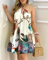 Summer with this Tropical Print Halter Neck Dress 3