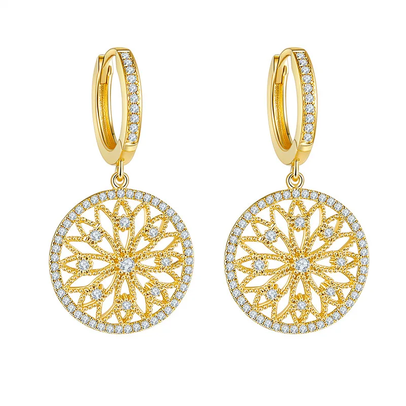 

DIWENFU Real 14K Gold Diamond Earring Round Wedding Pure Gemstone for Women Peridot Bizuteria Drop Earring Jewelry Orecchini Box