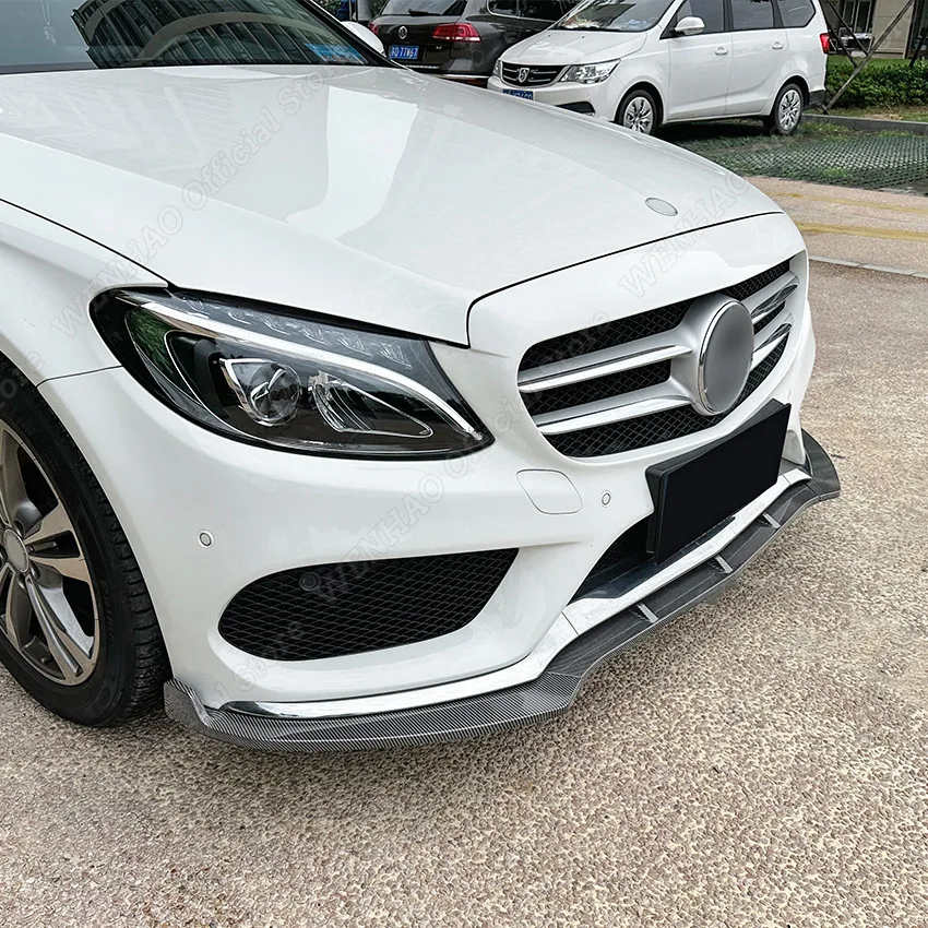 자동차 앞 범퍼 립 스포일러 디퓨저 바디 장식 글로스, 블랙 ABS, 메르세데스 C 클래스 W205 C180 C200 C260 2015-2018 AMG