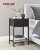 VASAGLE Nightstand, Side Table with Fabric Drawer, 24-Inch Tall End Table with Storage Shelf 2