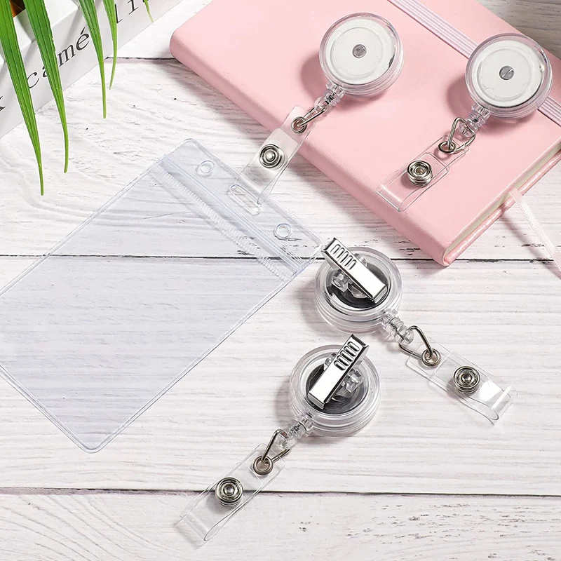 50 Pack Retractable Badge Holder ID Card Reels Carabiner Reel Clip On ID Card Holders For Teachers Office Nurse