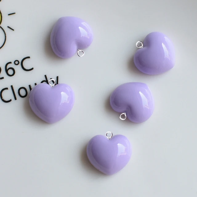 10pcs Cute Macaron Color Brightly Love Heart Resin Charms Kawaii Keychain  Earring Pendant Charms For Jewelry Making C1187 - AliExpress