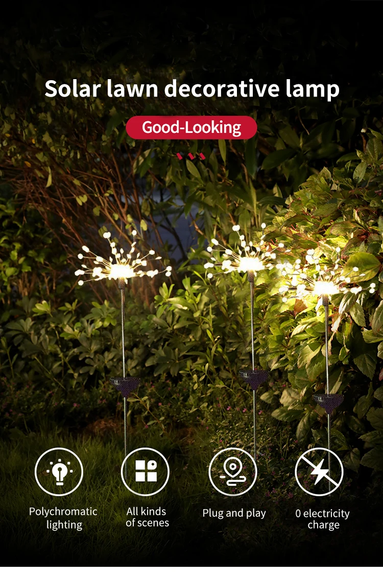 brightest outdoor solar lights Solar Lights Outdoor Lighting 90/120/150 LED Waterproof Dandelion Fireworks Solar Lamp For Garden Terrace Landscape Decoration solar torch lights