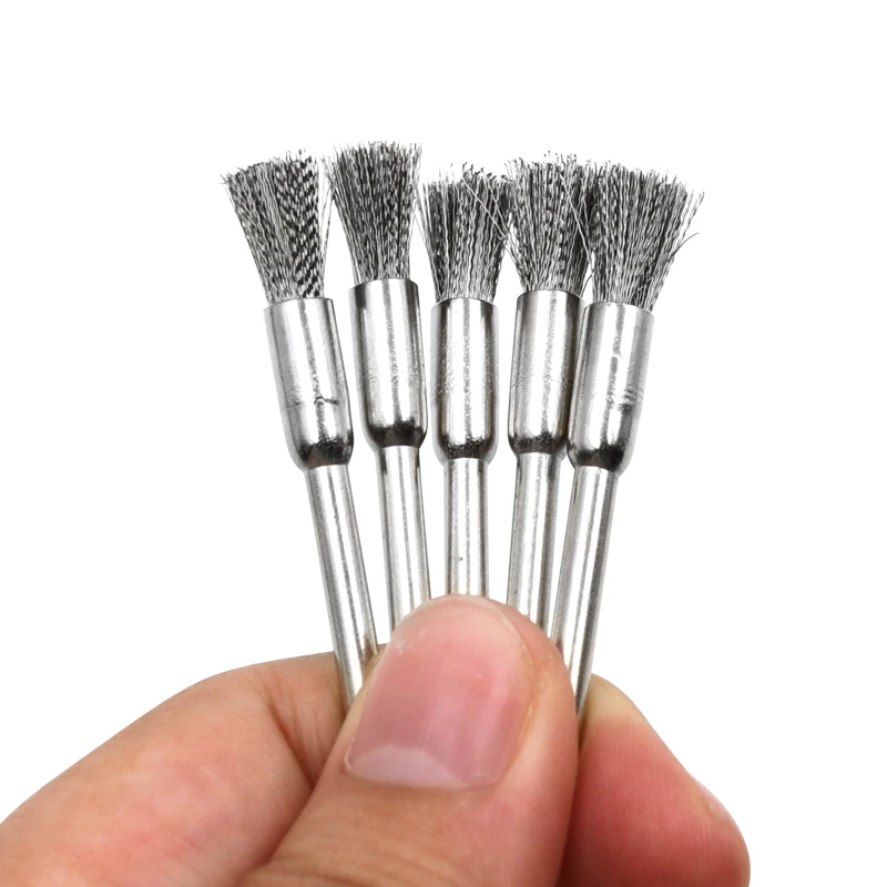 와이어 휠 컵 브러시 세트, 드릴 연마 드레멜 도구, 파워 다이 연마기 회전식 전기 연마 도구, 3mm 생크