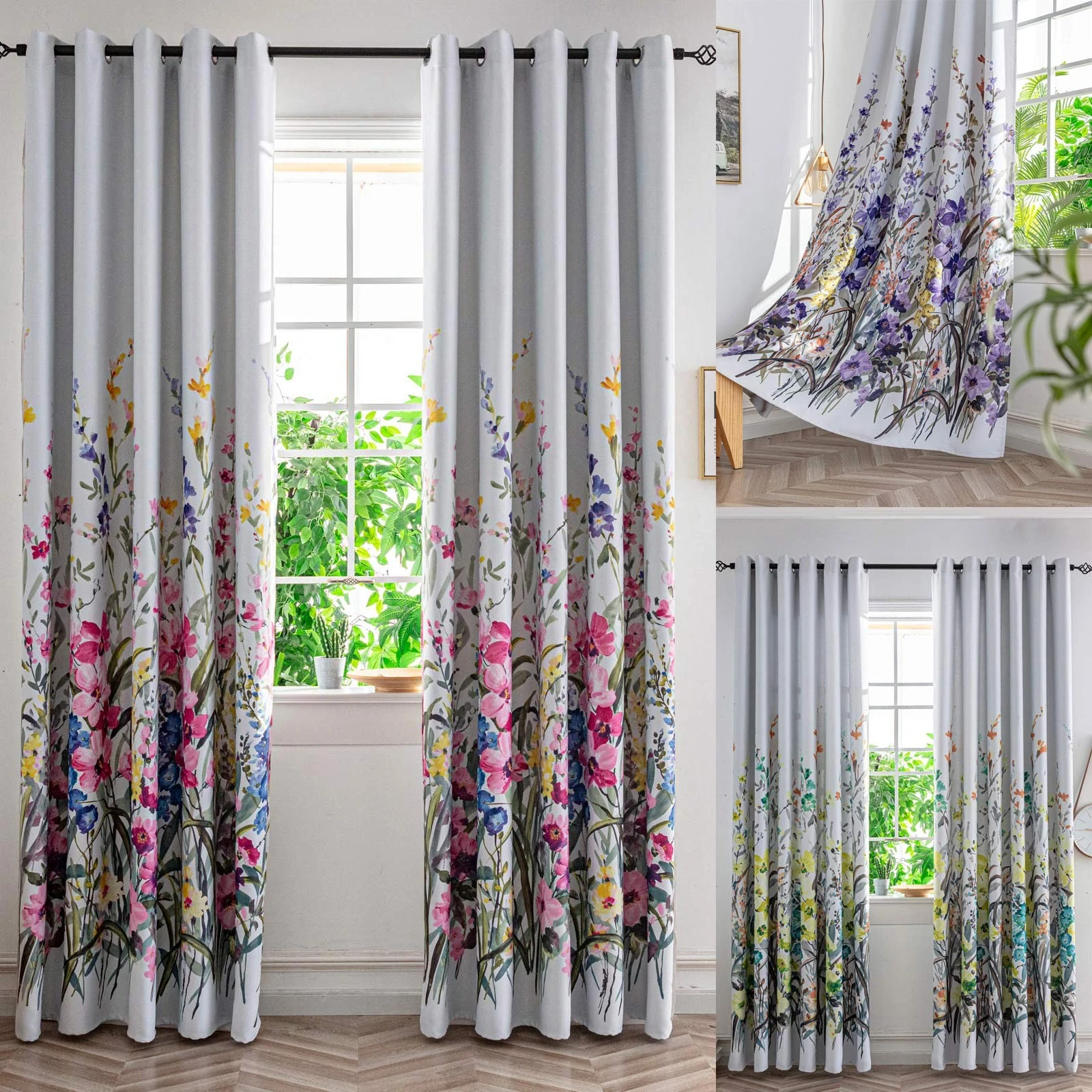 98% Blackout Curtains For Bedroom Living Room Flowers Print Gauze Thermal  Insulated Modern Curtains For Kitchen Drapes - Curtain - AliExpress