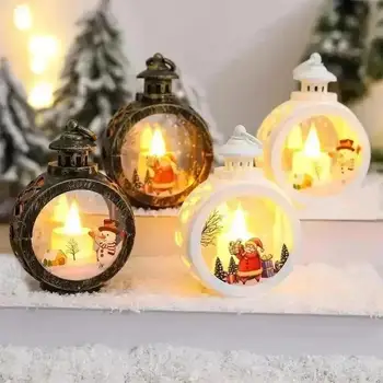 Christmas Round Glass Small Wind Light Decoration Retro Christmas Night Light Window Display Holiday Decoration Supplies Display
